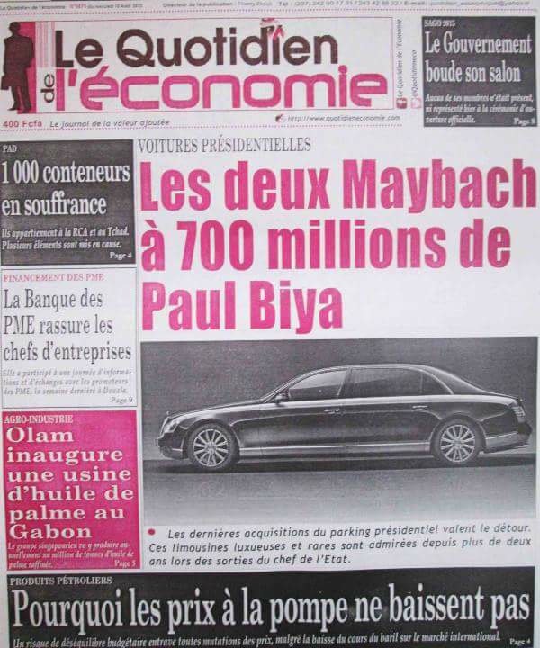 Un journal dénonce les dépenses abusives du chef de l'État camerounais.